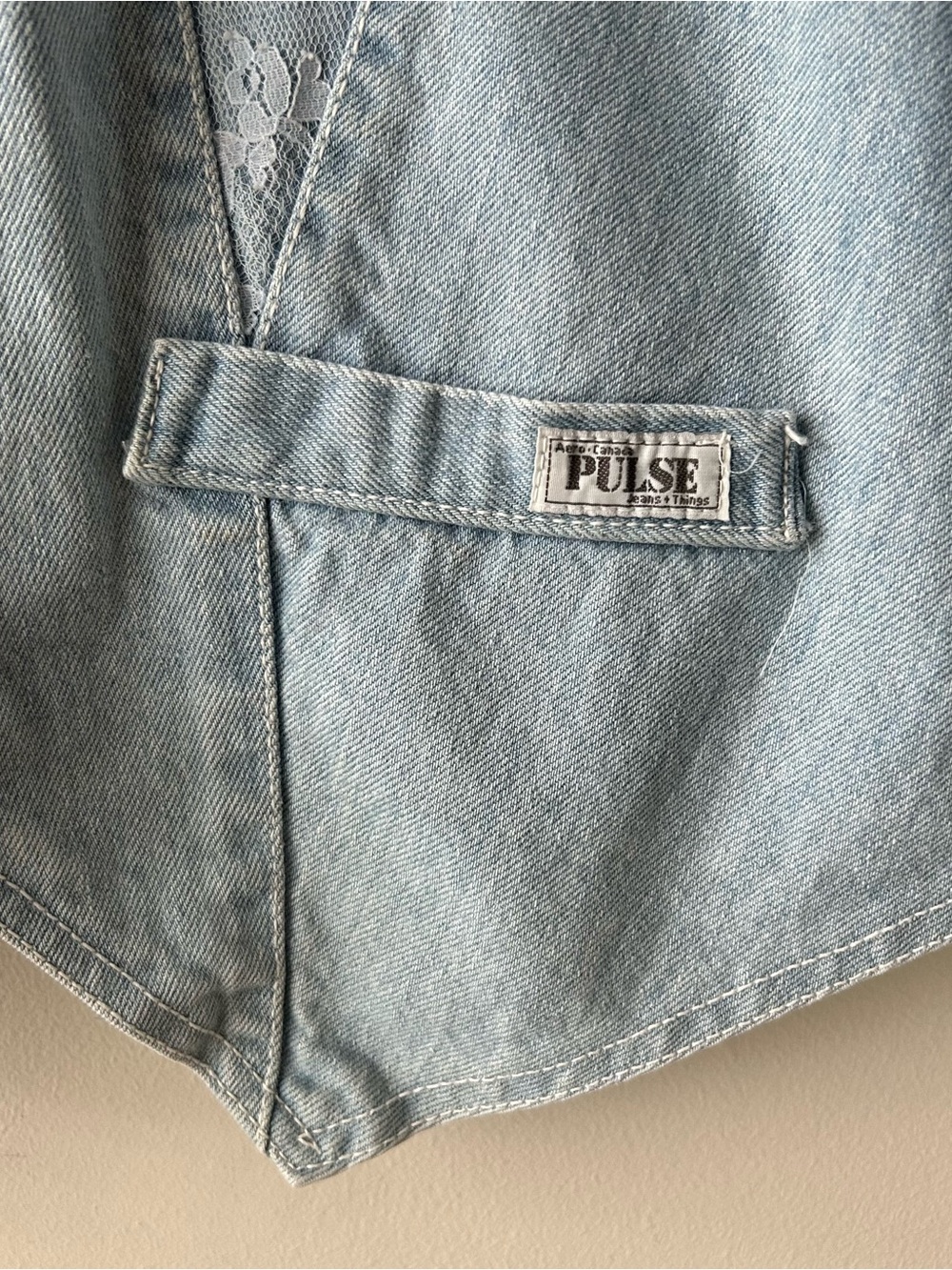 Vintage Coastal Cowgirl Western Pulse by Aero Denim Lace Jacket Blue White L - Picture 8 of 16